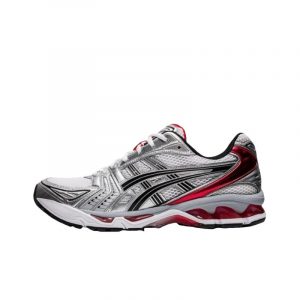ASICS – Basket running rétro argent, blanc et rouge à l’ADN performance